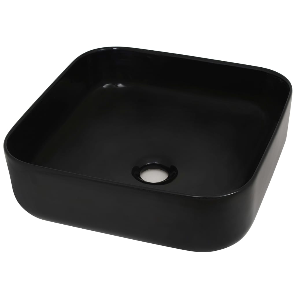 Basin Ceramic Square Black 38x38x13.5 cm