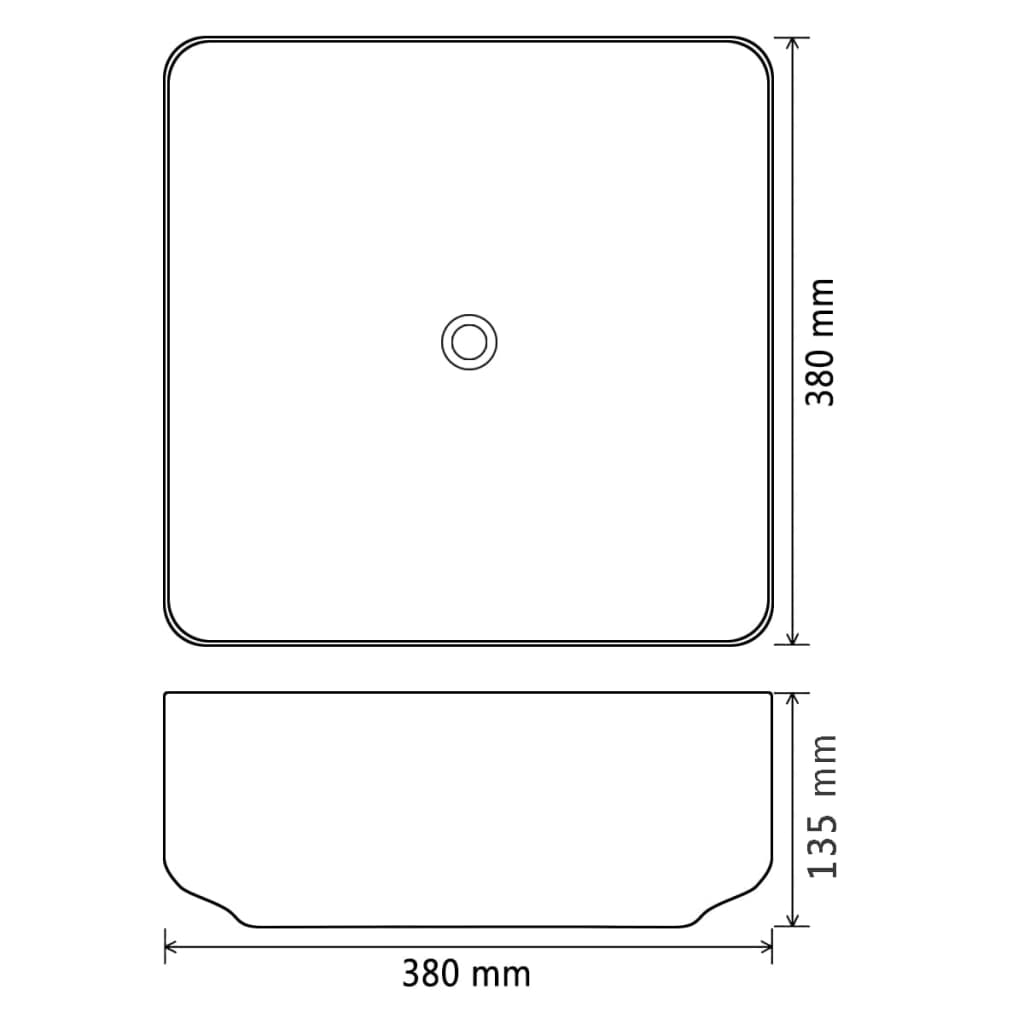 Basin Ceramic Square Black 38x38x13.5 cm