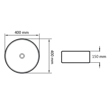 Basin Ceramic Round Black 40x15 cm