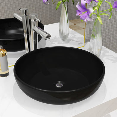 Basin Ceramic Round Black 42x12 cm