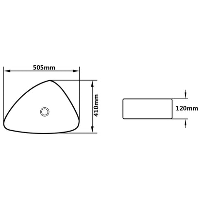 Basin Ceramic Triangle Black 50.5x41x12 cm