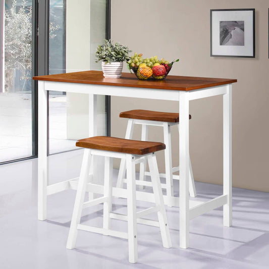 Bar Set | Brown and white | MDF and solid wood