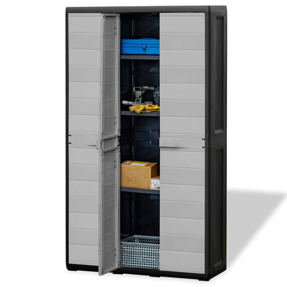 Garden Storage Cabinet with 4 Shelves Black and Grey