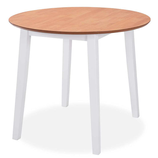 Dining Set | White and Natural Wood | MDF Top, Solid Rubberwood Frame