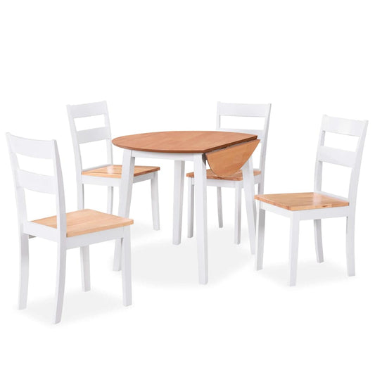Dining Set | White and natural wood | MDF and rubberwood | Collapsible
