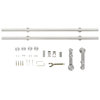 Sliding Door Hardware Kit 183 cm Stainless Steel Silver