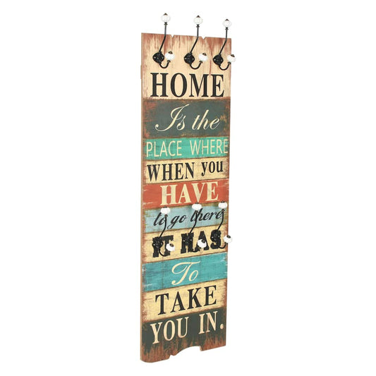 Coat Rack | Multicolour | MDF board and metal hooks | 120x40 cm | Hooks