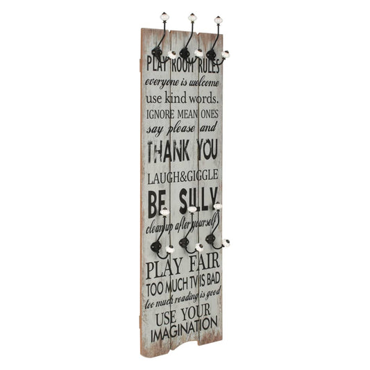 Coat Rack | Black and White | MDF board and metal | 40 x 120 cm | Hooks