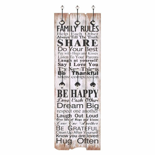 Coat Rack | Black | MDF board | 120 x 40 cm | Hooks | Coat Rack