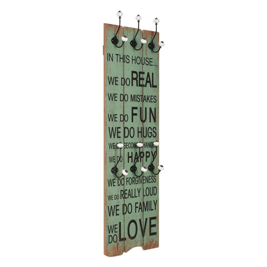 Coat Rack | Green and black | MDF board, metal hooks | 120x40 cm | Hooks
