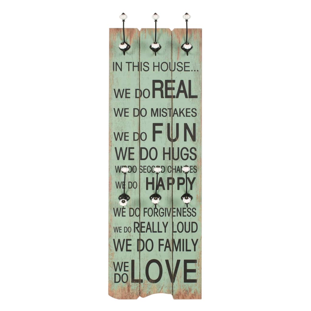 Wall-mounted Coat Rack with 6 Hooks 120x40 cm HAPPY LOVE