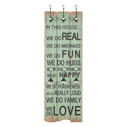 Coat Rack | Green and black | MDF board, metal hooks | 120x40 cm | Hooks