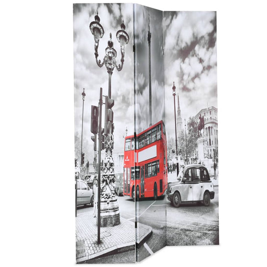Folding Room Divider 120x170 cm London Bus Black and White