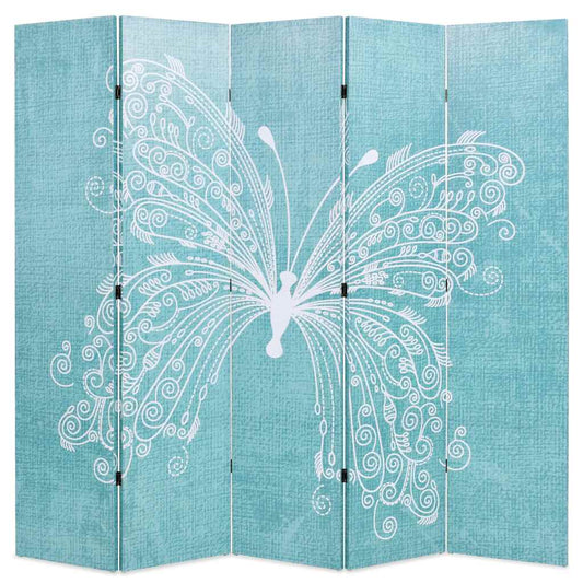 Folding Room Divider 200x170 cm Butterfly Blue