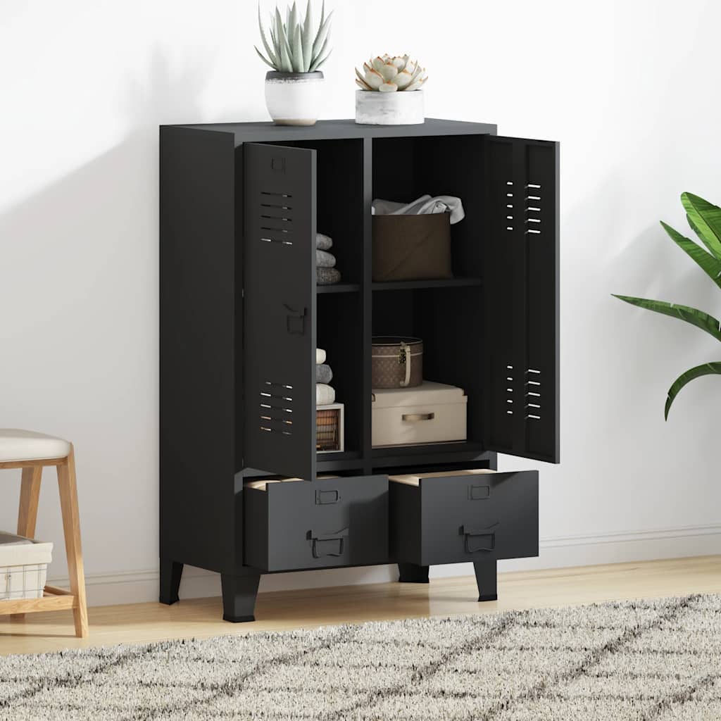Wardrobe Metal Industrial Style 26.4"x13.8"x42.1" Black