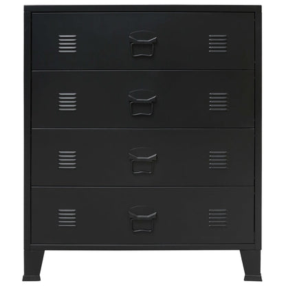 Chest of Drawers Metal Industrial Style 78x40x93 cm Black