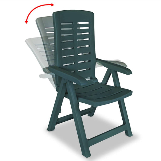 Reclining Folding Chairs 2 pcs Plastic Green