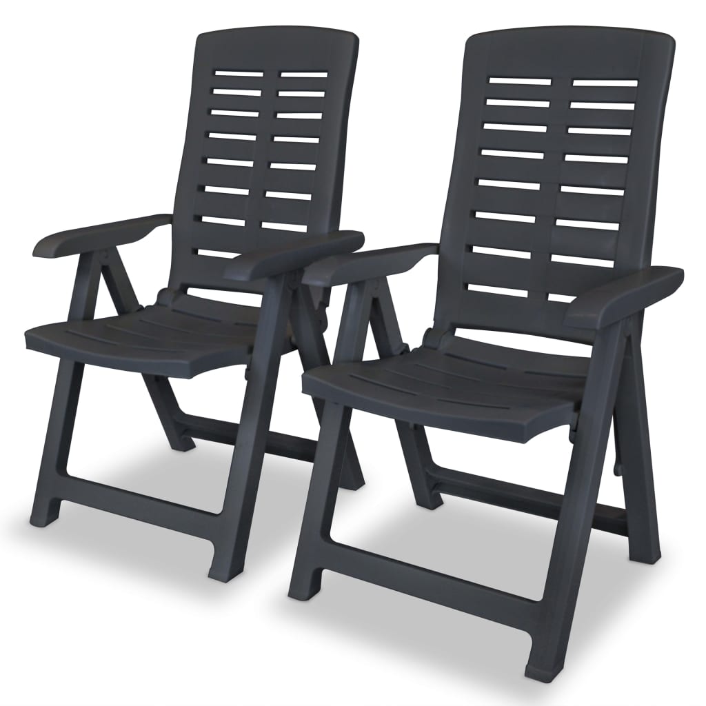 Garden Chair | Set of 2 | Anthracite | Plastic | Medium | Foldable