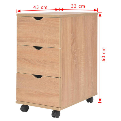 Drawer Unit | Oak | Engineered wood, Plastic | 33 x 45 x 60 cm | Rollable