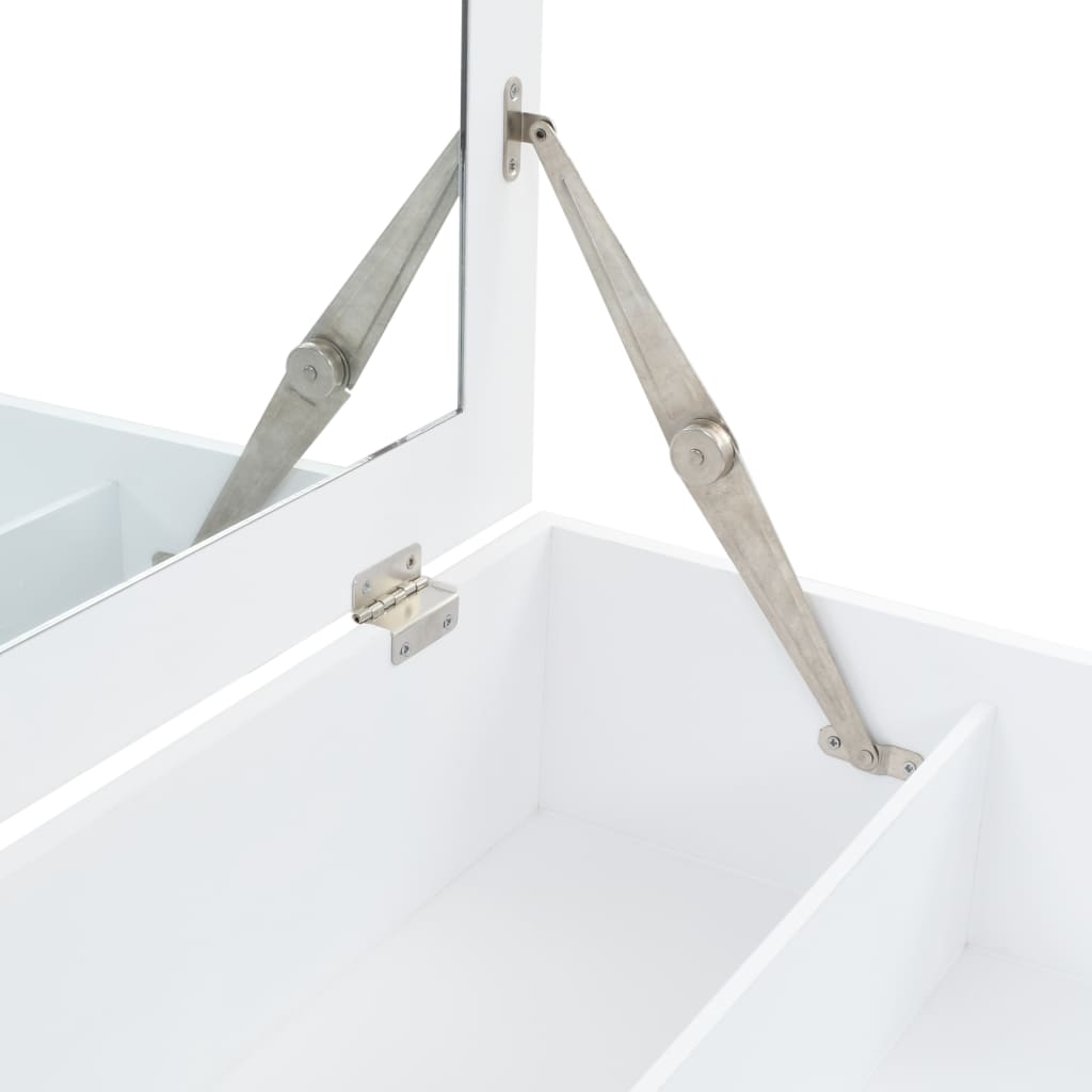 Dressing Table | White and brown | MDF, Glass, Pinewood, Metal | Medium