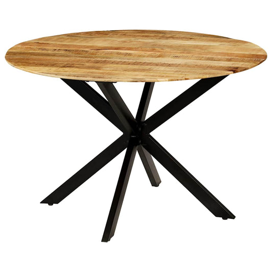 246013 vidaXL Dining Table Solid Rough Mango Wood and Steel 120x77 cm