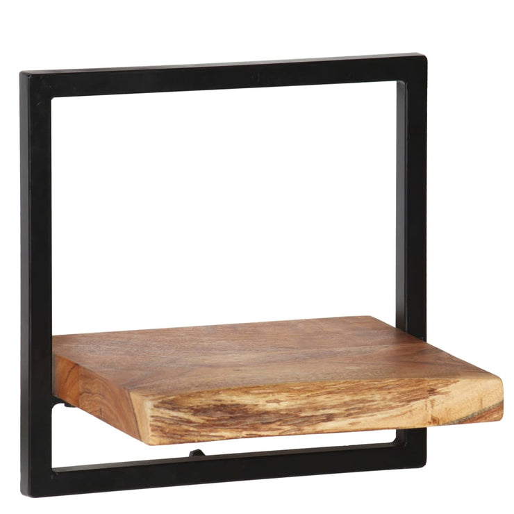 Wall Shelf Set 5 Pieces Solid Acacia Wood and Steel