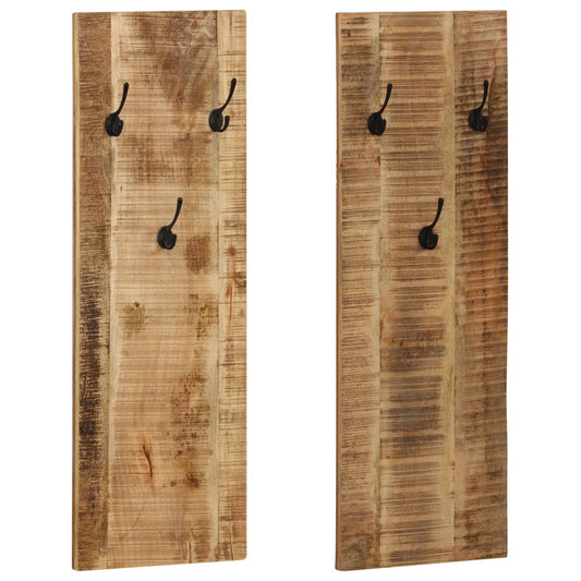Coat Rack | Set of 2 | Brown | Solid mango wood and powder-coated steel