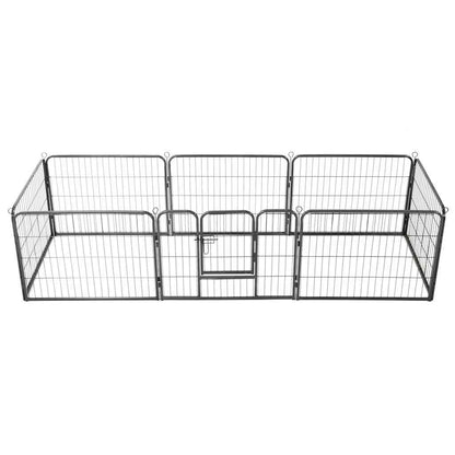 Dog Playpen 8 Panels Steel 80x60 cm Black