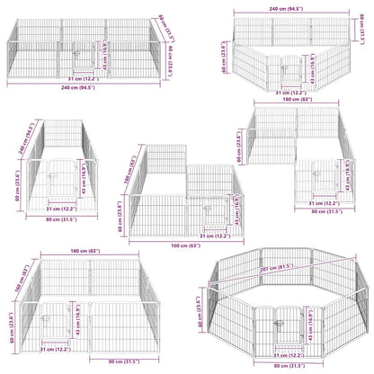 Dog Playpen 8 Panels Steel 80x60 cm Black