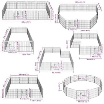 Dog Playpen 12 Panels Steel 80x60 cm Black