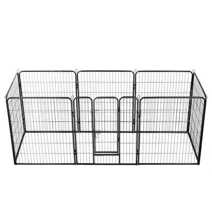 Dog Playpen 8 Panels Steel 80x100 cm Black