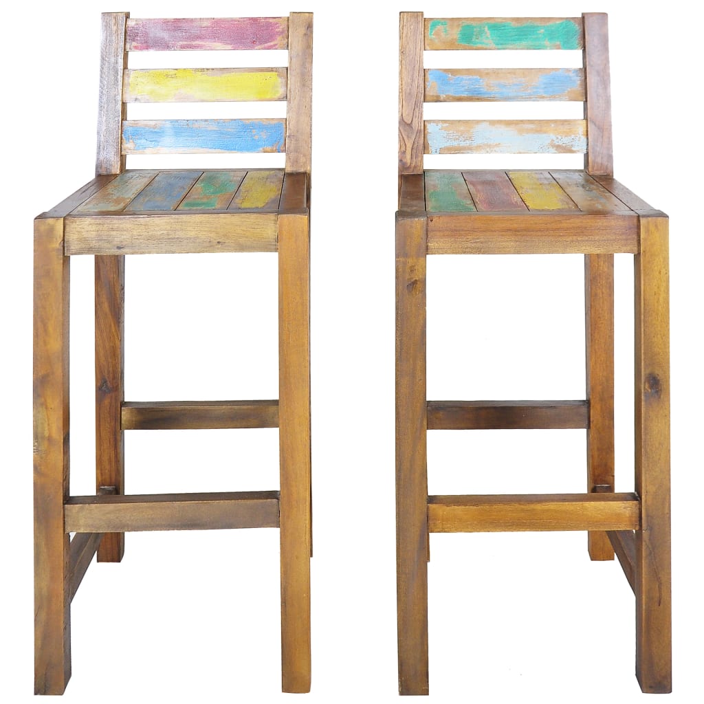 Bar Stools 2 pcs Solid Reclaimed Wood