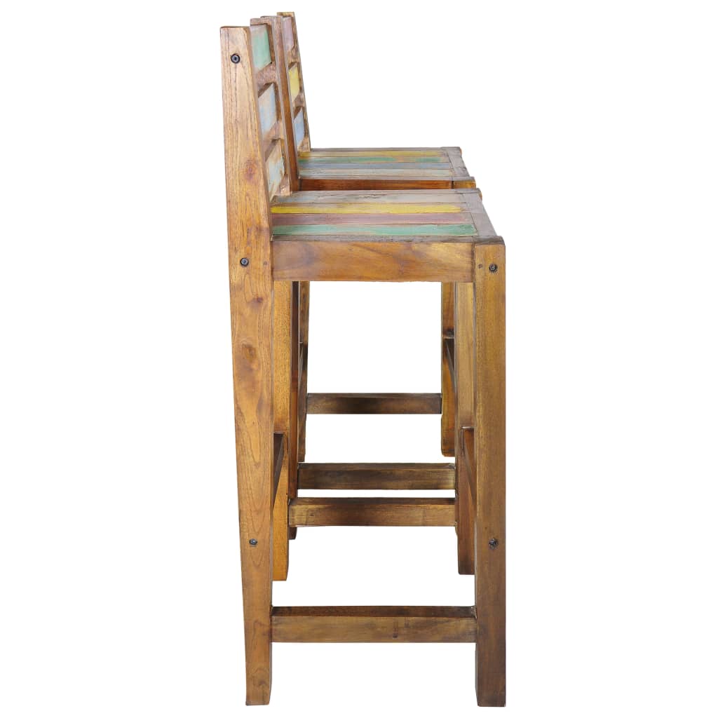 Bar Stools 2 pcs Solid Reclaimed Wood