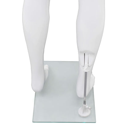 Full Body Male Mannequin with Glass Base Glossy White 185 cm