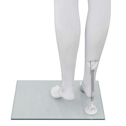 Full Body Female Mannequin with Glass Base Glossy White 68.9"