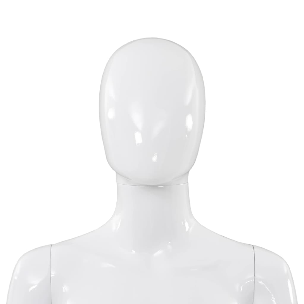 Full Body Female Mannequin with Glass Base Glossy White 68.9"