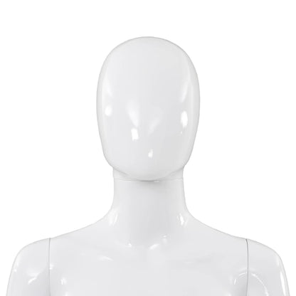 Full Body Female Mannequin with Glass Base Glossy White 68.9"