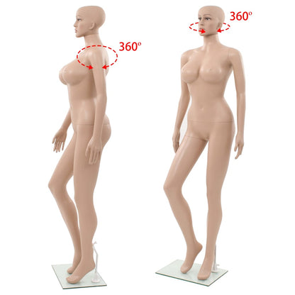 Sexy Female Mannequin with Glass Base Beige 70.9"