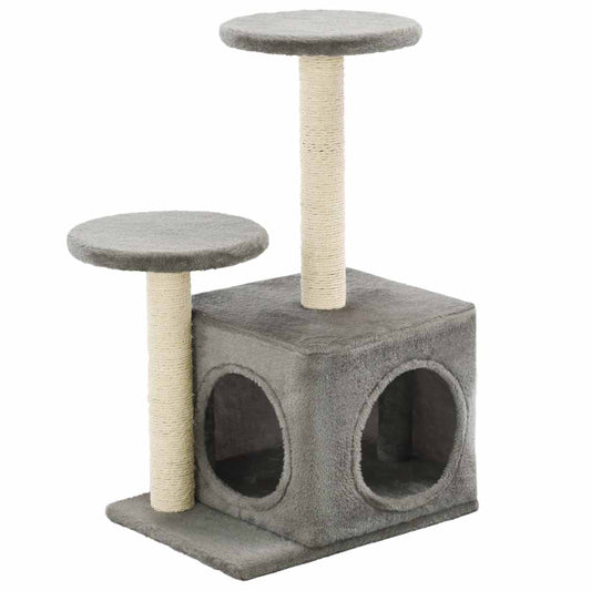 Cat Tree | Grey | Engineered wood, carton, plush fabric, sisal rope