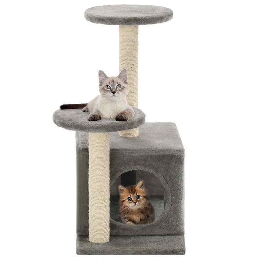Cat Tree | Grey | Engineered wood, carton, plush fabric, sisal rope