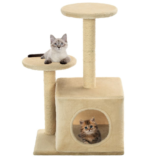 Cat Tree | Beige | Engineered wood, plush fabric, sisal rope | Small