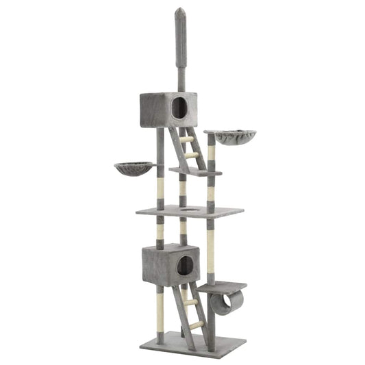 Cat Tree | Grey | Engineered wood, carton, plush fabric, sisal rope