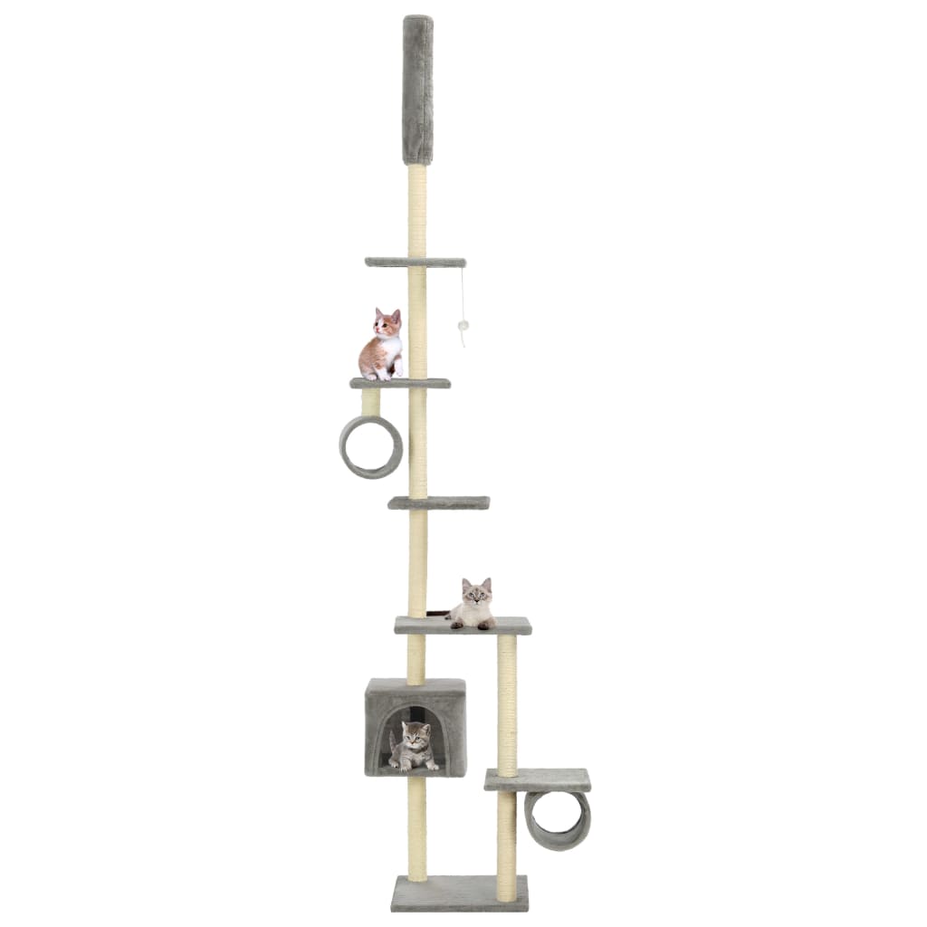 Cat Tree with Sisal Scratching Posts 260 cm Grey