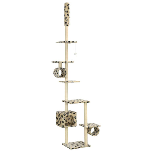 Cat Tree | Beige with paw prints