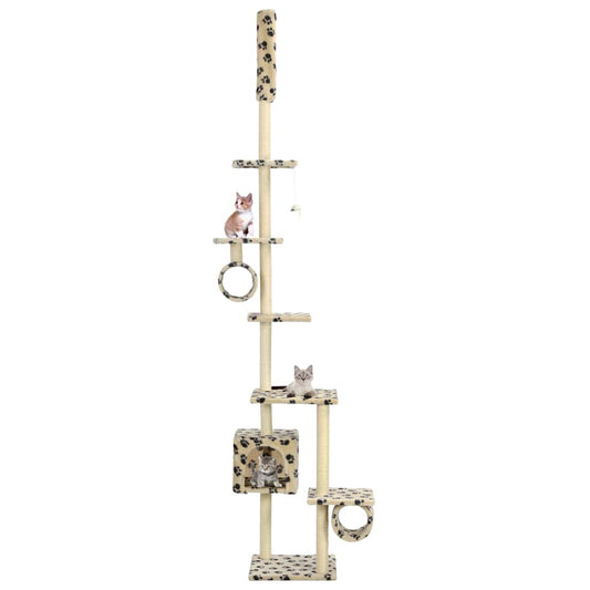 Cat Tree | Beige with paw prints