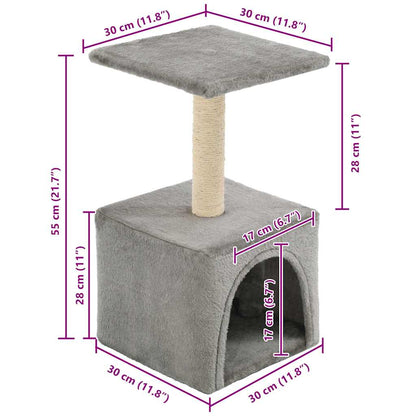170537 vidaXL Cat Tree with Sisal Scratching Post 55 cm Grey