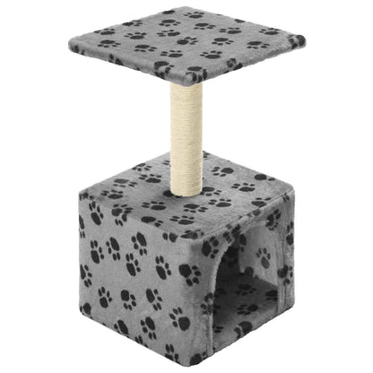 Cat Tree with Sisal Scratching Post 55 cm Grey Paw Print