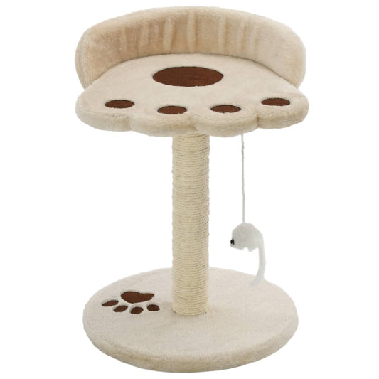 Cat Tree | Beige and Brown | Particle Board Frame, Plush, Sisal Rope