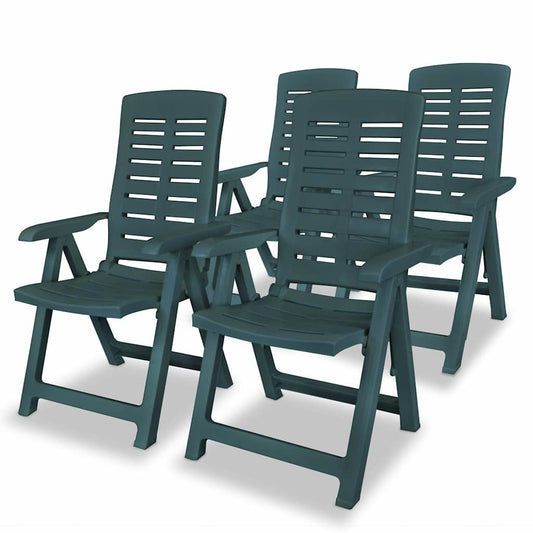 Reclining Folding Chairs 4 pcs Plastic Green