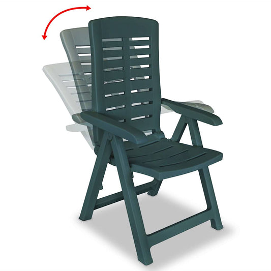 Reclining Folding Chairs 4 pcs Plastic Green